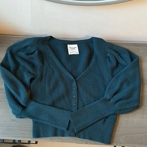 Cropped Puff Sleeve Cardigan - Abercrombie and Fitch